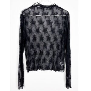 Serra Top Size XL Black Lace Long Sleeve Sheer Whimsigoth Goth Mock Neck